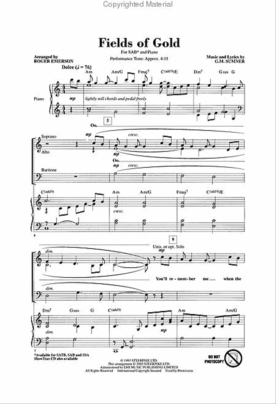 Fields of Gold 3-Part scores gallery preview page 2
