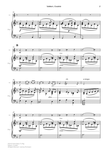 Sebben, Crudele - Oboe and Piano (Full Score and Parts) image number null