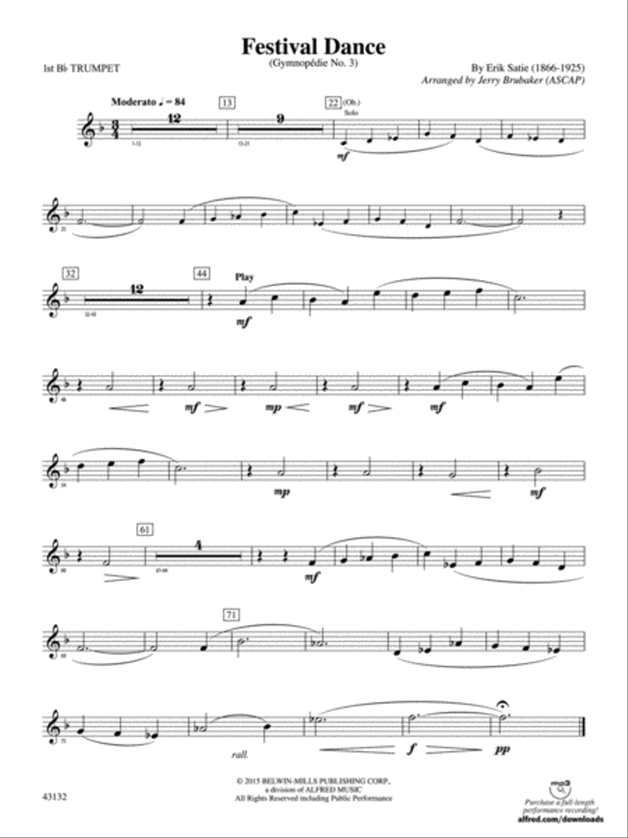 Festival Dance: 1st B-flat Trumpet Concert Band scores gallery preview page 1