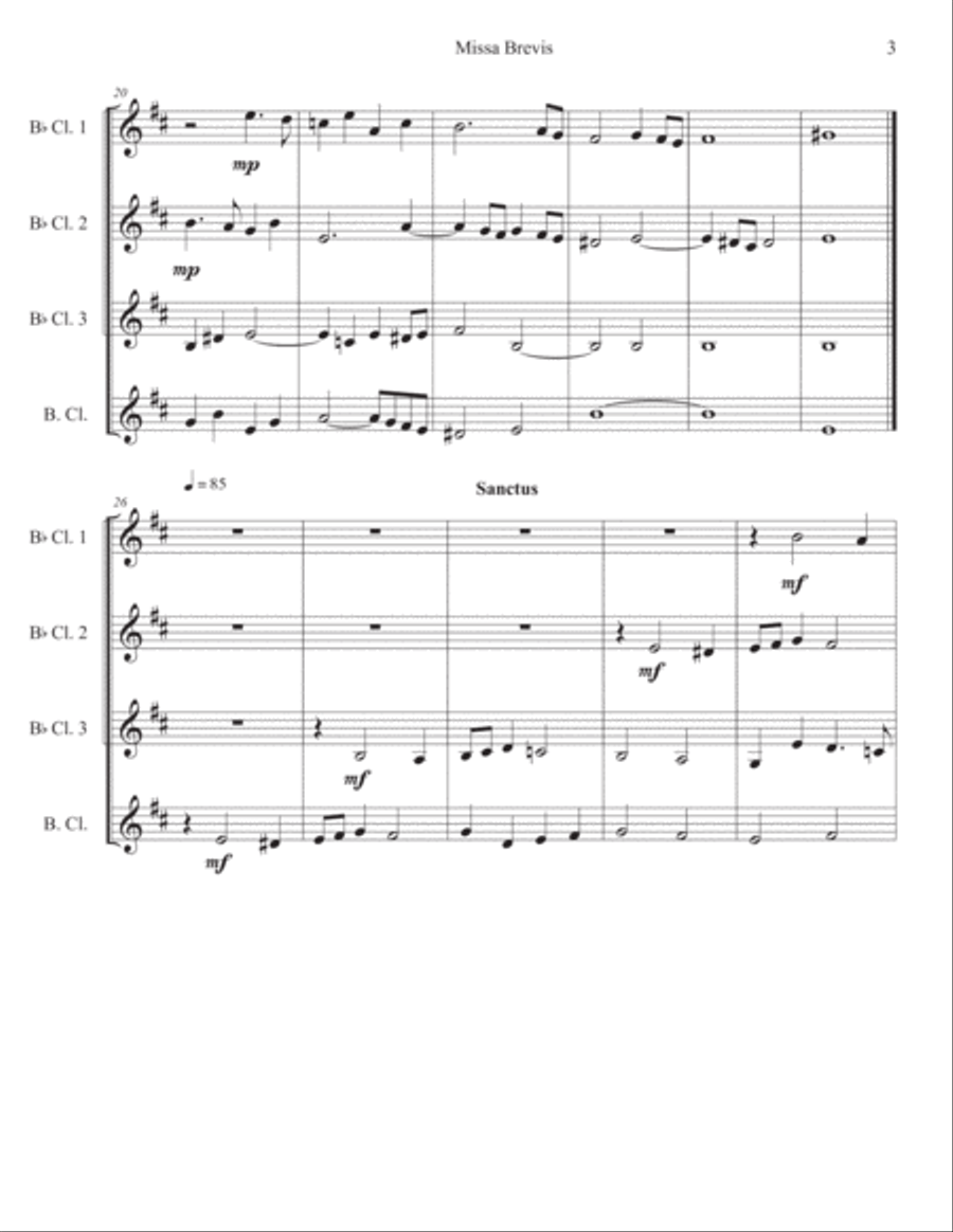 Missa Brevis in d minor Woodwind Quartet scores gallery preview page 4