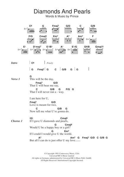 Diamonds And Pearls by Prince Electric Guitar - Digital Sheet Music