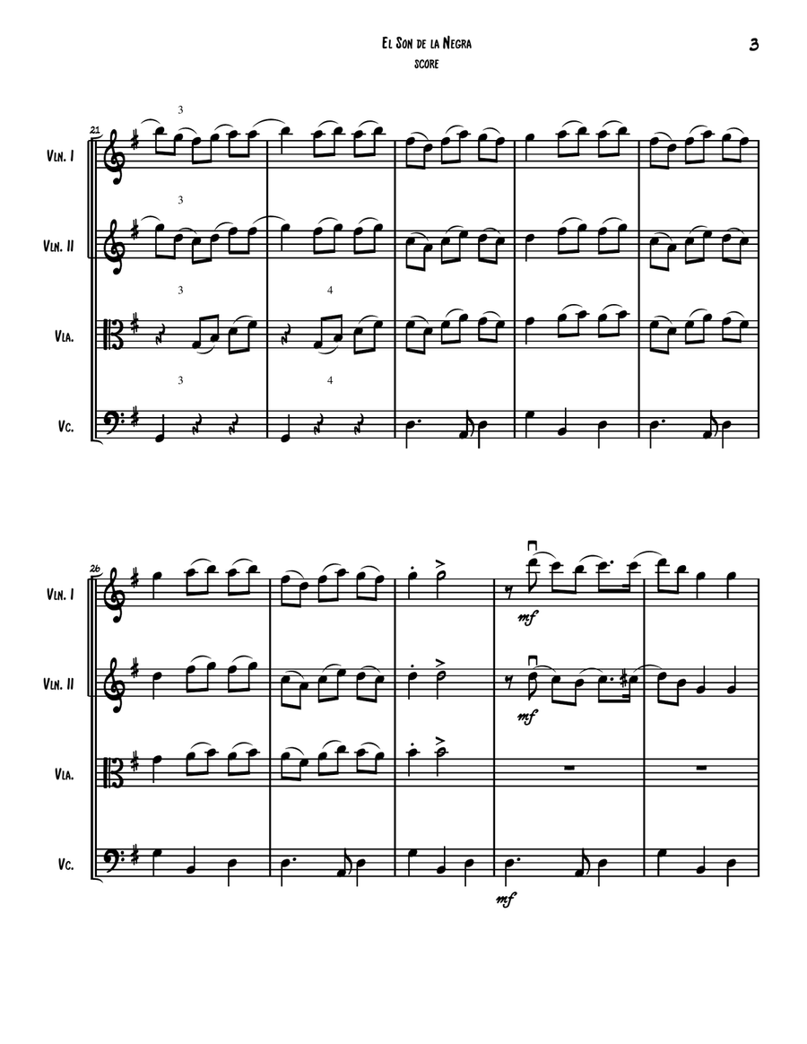 El Son de la Negra Mexican mariachi folk song for String Quartet String Quartet scores gallery preview page 4