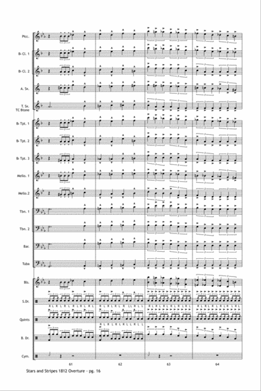 Stars and Stripes 1812 Overture Marching Band scores gallery preview page 17