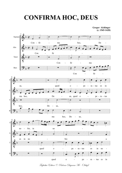 CONFIRMA HOC, DEUS - Aichinger - For SATB Choir image number null