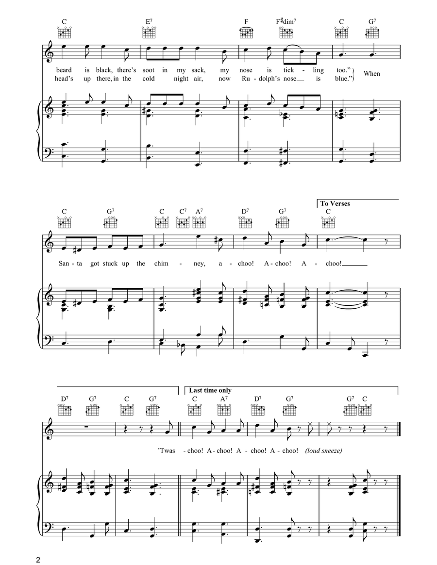 When Santa Got Stuck Up The Chimney Piano, Vocal, Guitar scores gallery preview page 2