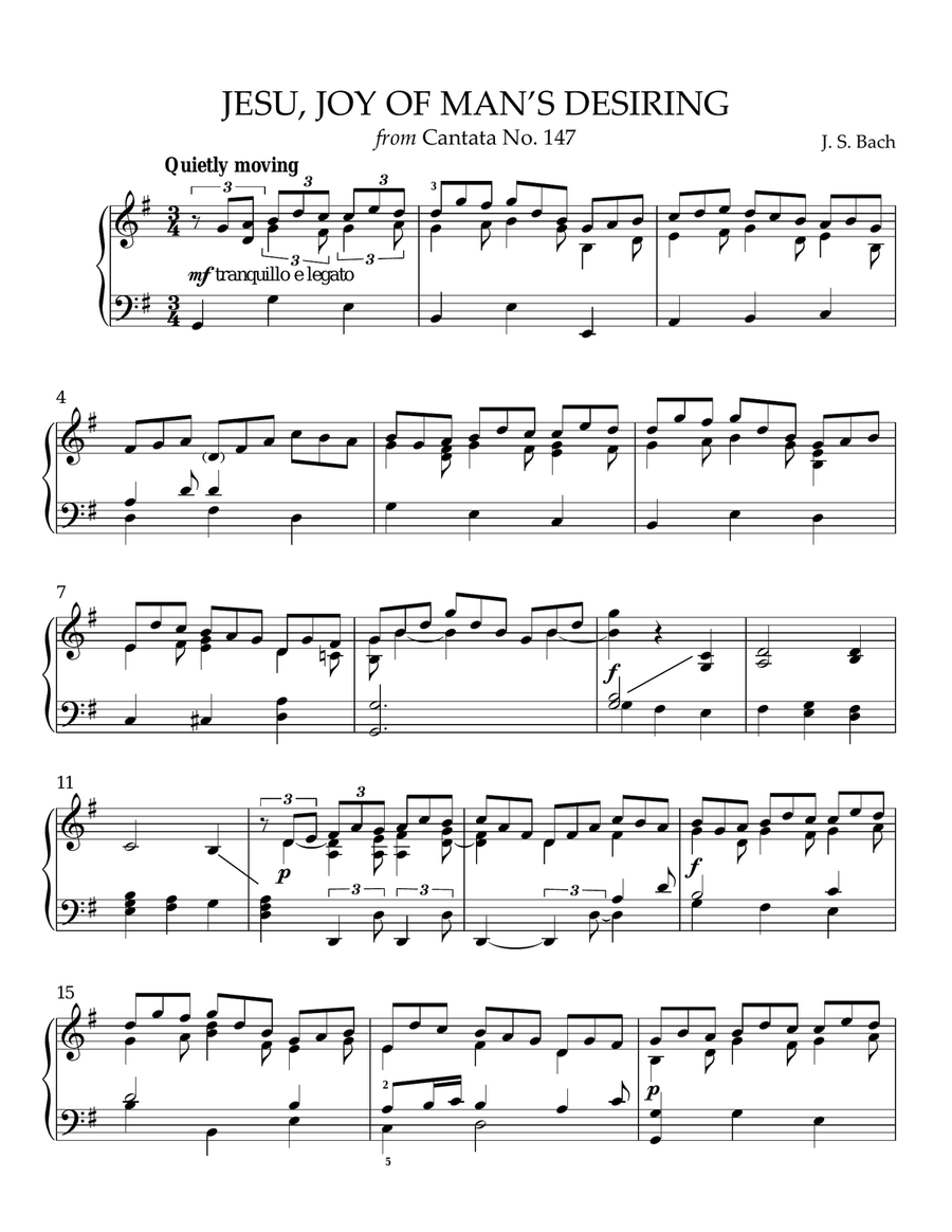 Jesu, Joy of Man's Desiring Piano Solo scores gallery preview page 1