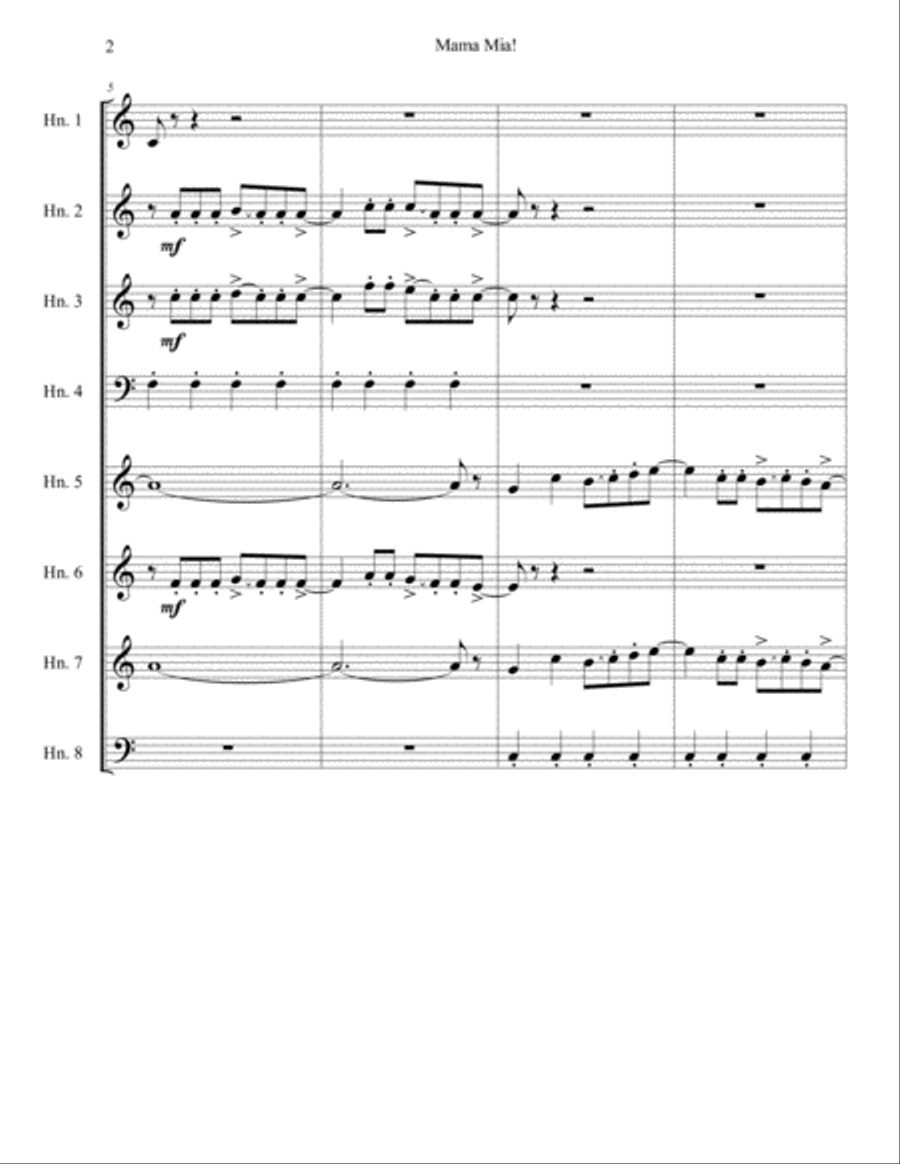 Mamma Mia Horn Solo scores gallery preview page 2