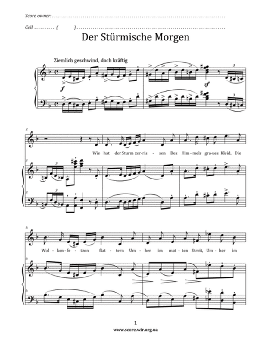 Der sturmische Morgen – Franz Schubert (Die Winterreise Op.89, XVIII)