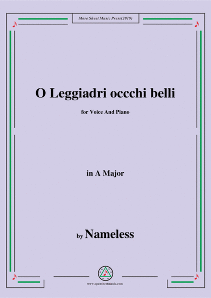 Nameless-O Leggiadri occchi belli,in A Major,for Voice&Piano image number null