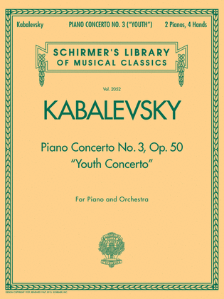 Book cover for Piano Concerto No. 3, Op. 50 (“Youth Concerto”)
