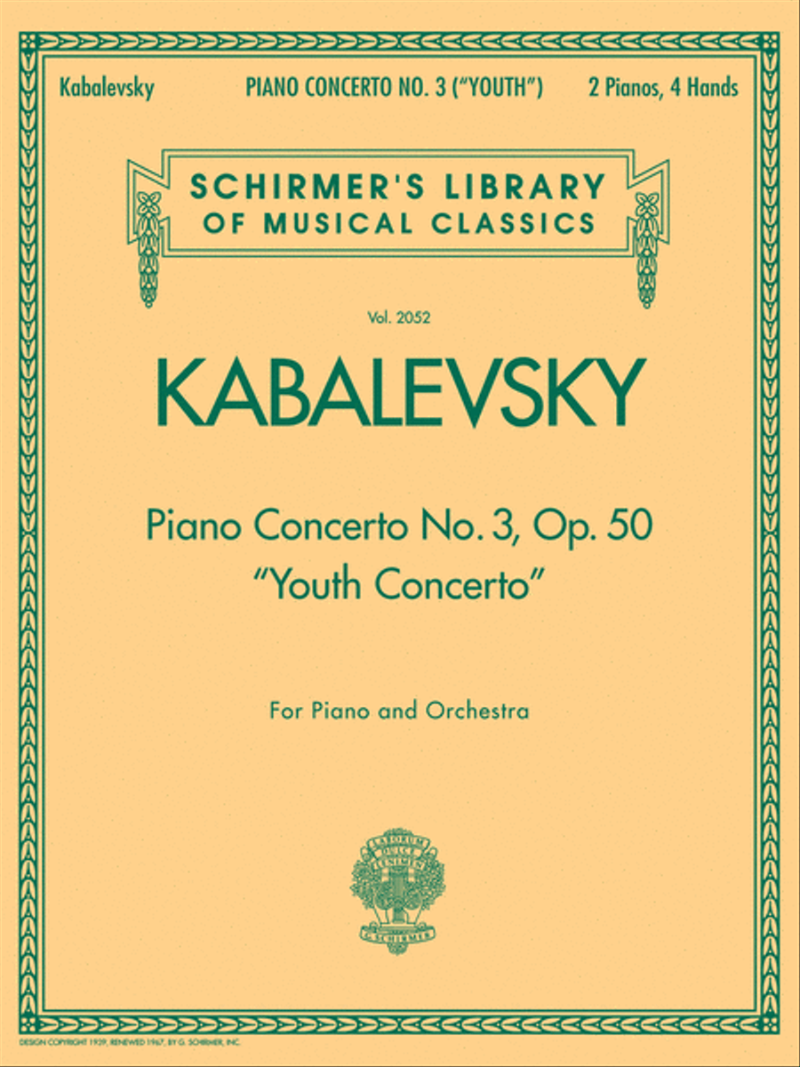 Book cover for Piano Concerto No. 3, Op. 50 (“Youth Concerto”)