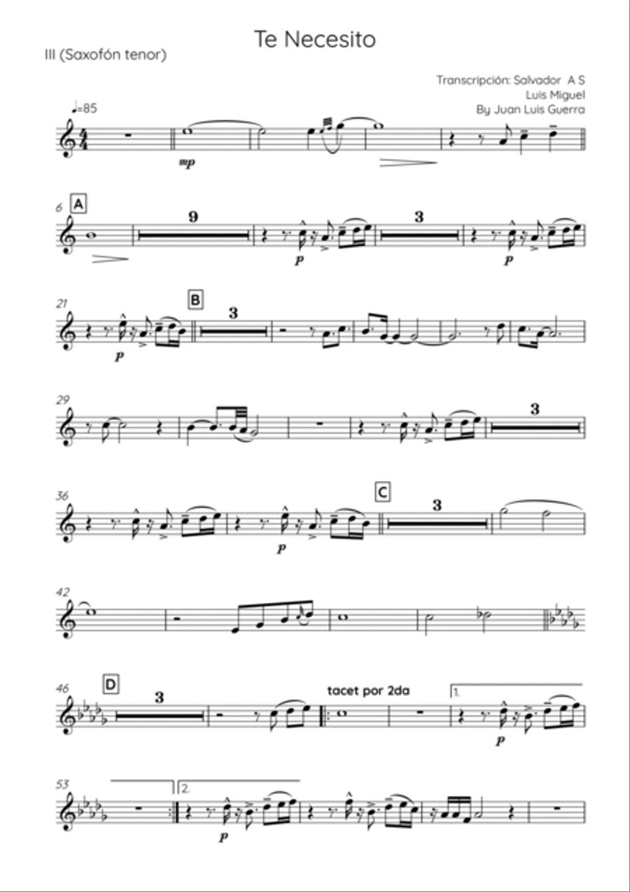 Te Necesito Small Ensemble scores gallery preview page 4