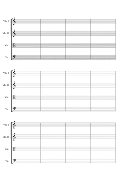 MANUSCRIPT PAPER for String Quartet (A4)