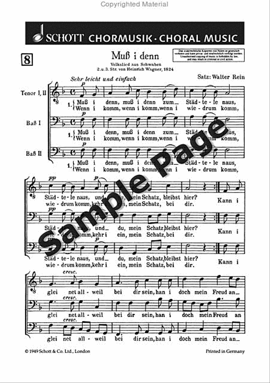 Rein `muss I Denn' Male.vce.chor TTBB scores gallery preview page 2