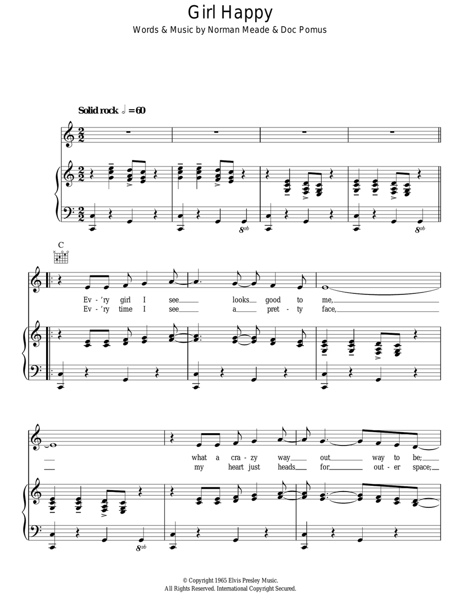 Girl Happy Guitar scores gallery preview page 1