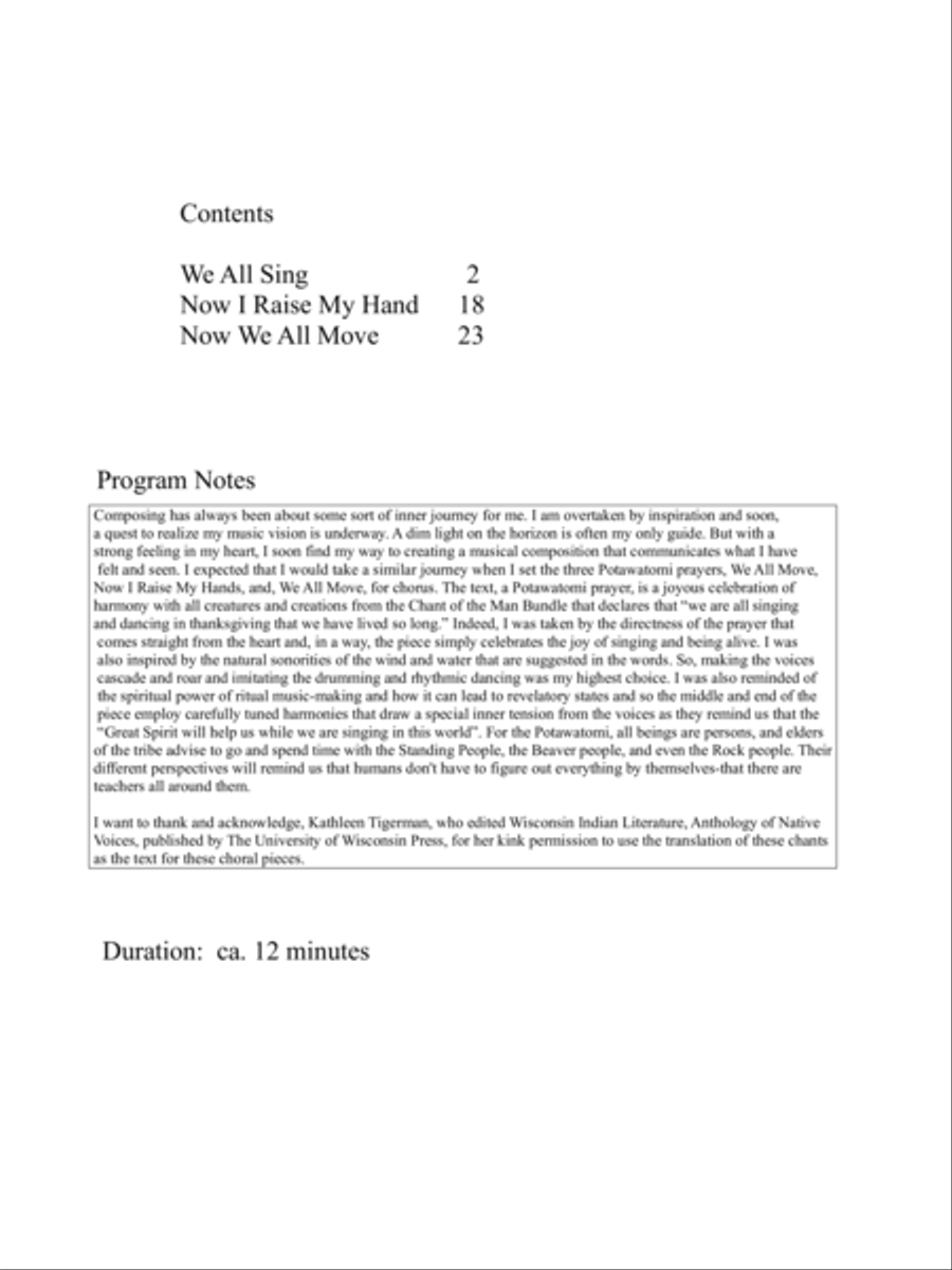 Three Potawatomi Songs 4-Part scores gallery preview page 3
