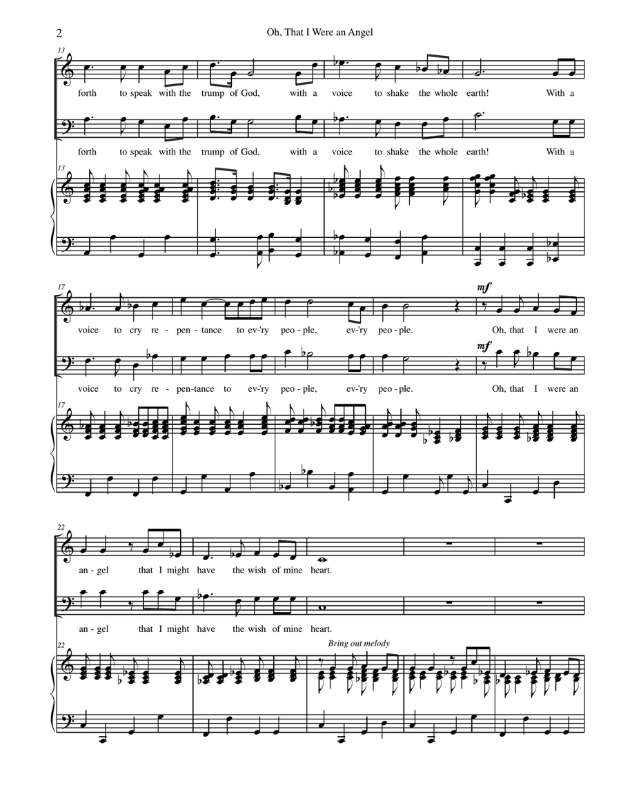 O That Were an Angel - Sacred Duet for Soprano and Baritone Baritone Horn TC scores gallery preview page 2