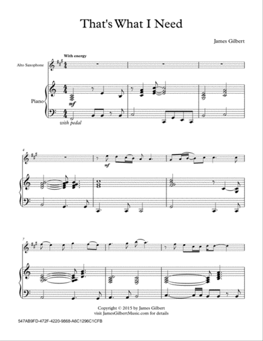 That's What I Need That's What I Need Alto Saxophone scores gallery preview page 1