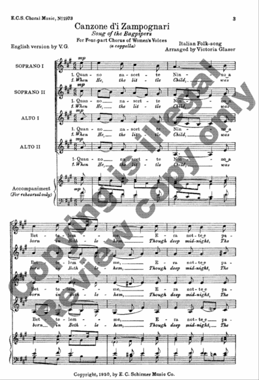 Song of the Bagpipers (Canzone d'i Zampognari) SSAA scores gallery preview page 11