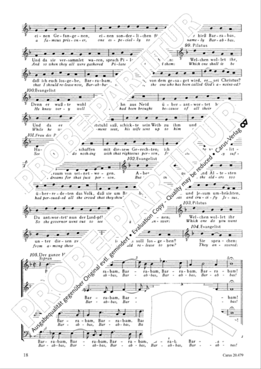St. Matthew Passion (Matthaus-Passion) 4-Part scores gallery preview page 25