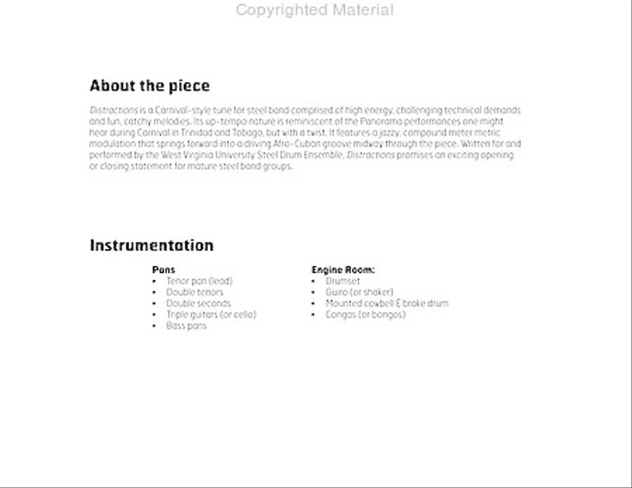 Distractions Steel Drum Band scores gallery preview page 3