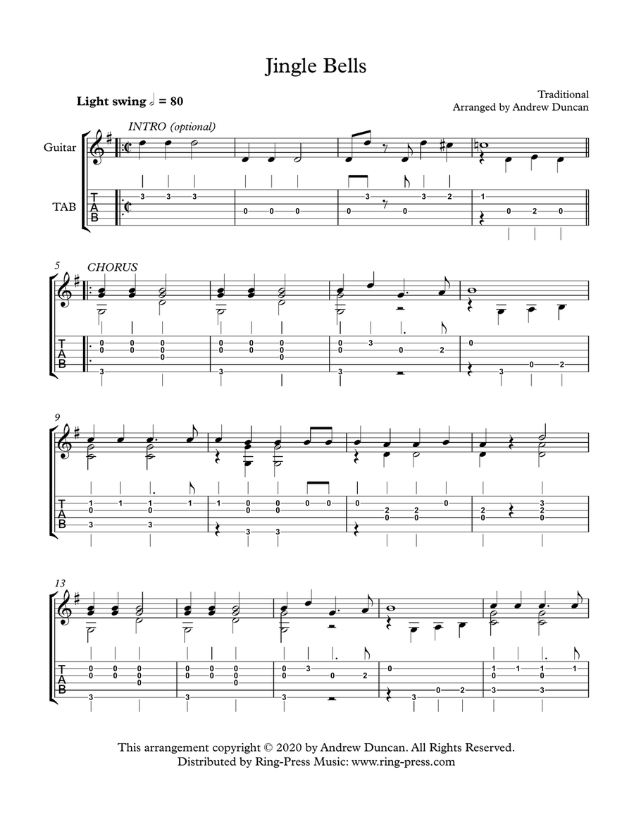 Jingle bells classical on sale guitar
