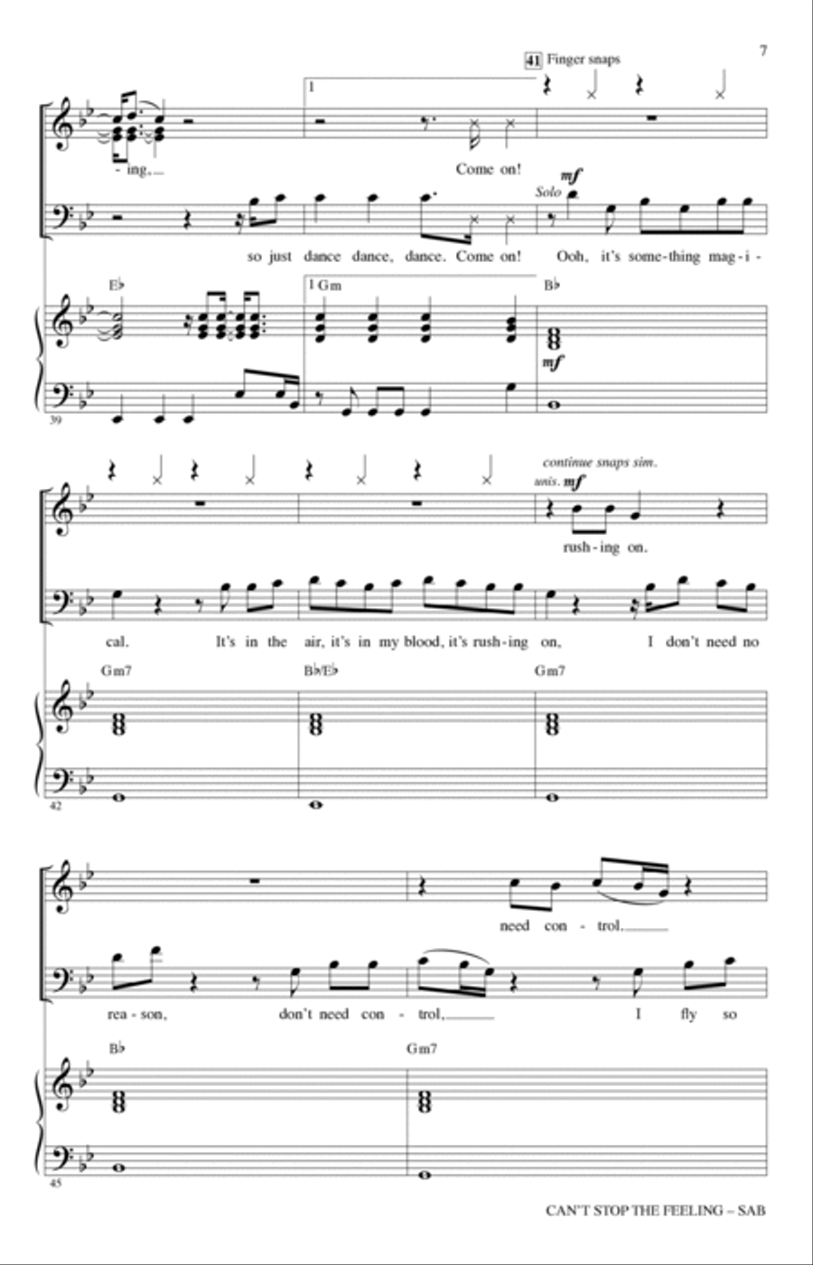 Can't Stop The Feeling (from Trolls) (arr. Mac Huff) 3-Part scores gallery preview page 6