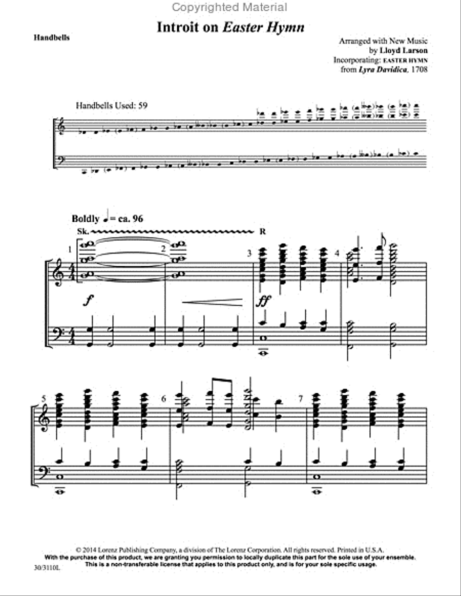Introit on Easter Hymn - Reproducible Handbell Part 5-Octaves scores gallery preview page 2
