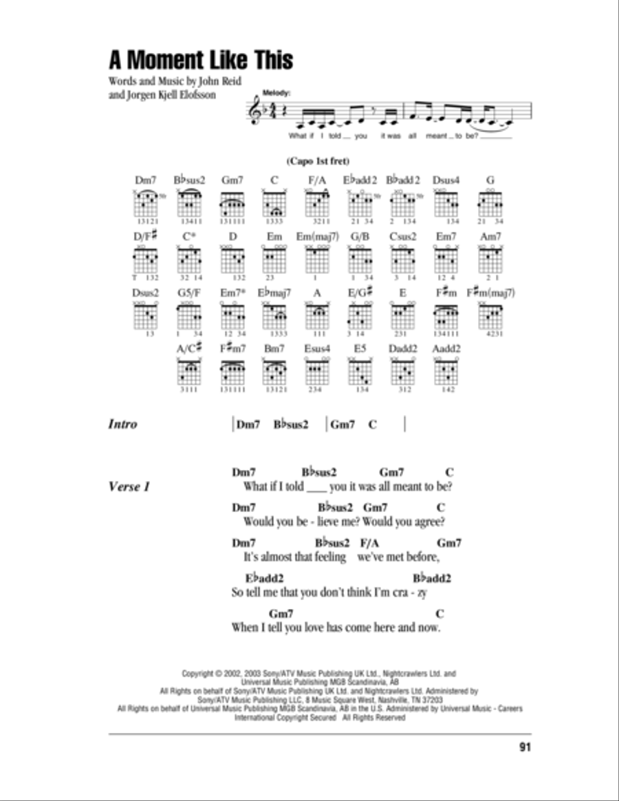 A Moment Like This Acoustic Guitar scores gallery preview page 1
