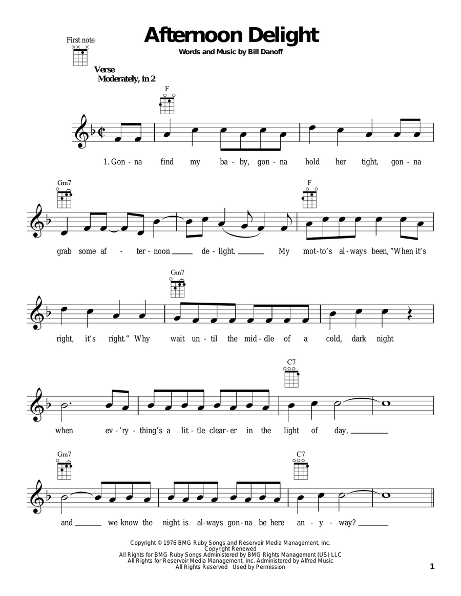 Afternoon Delight Ukulele scores gallery preview page 1