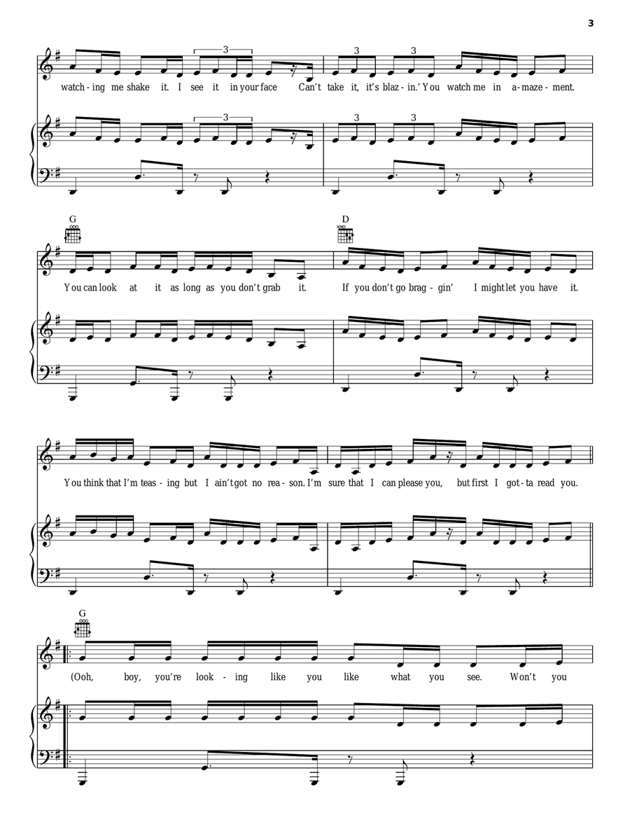 Check On It Piano, Vocal, Guitar scores gallery preview page 3