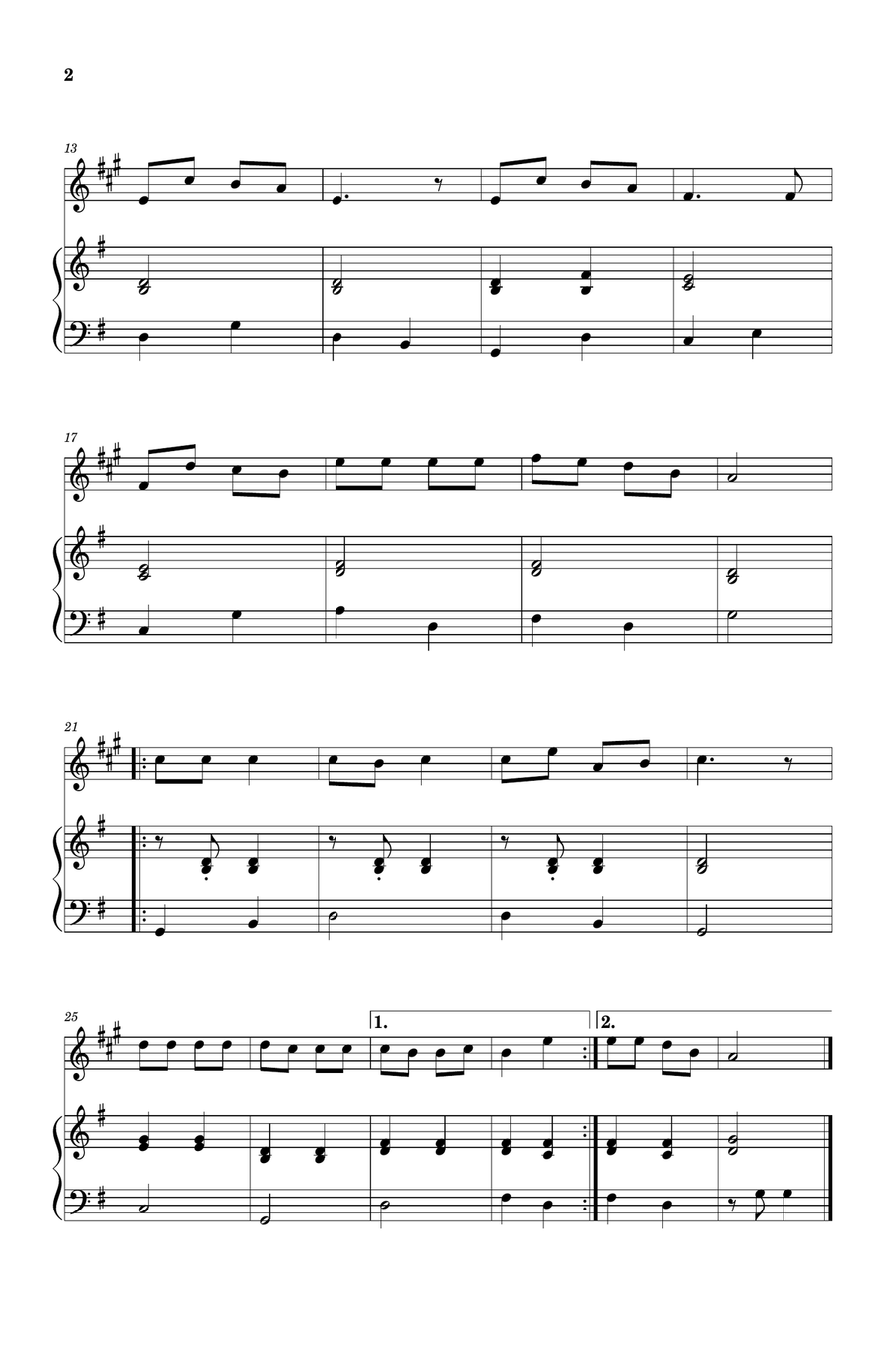 Jingle Bells for Trumpet and Piano (Easy - Beginner) B-Flat Trumpet scores gallery preview page 2