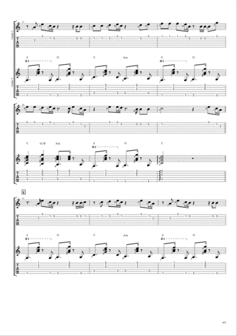All Falls Down Guitar Tablature scores gallery preview page 4