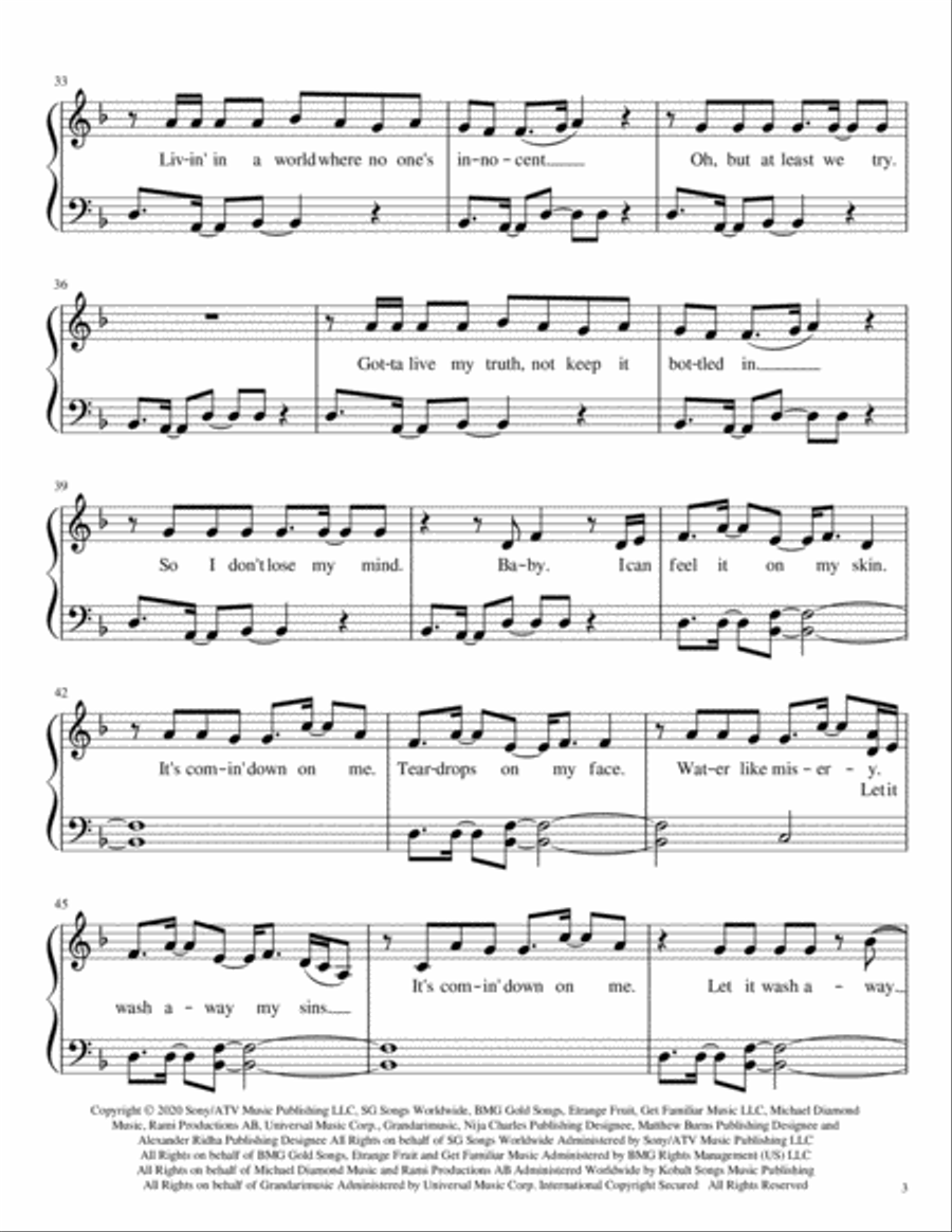 Rain On Me Piano Solo scores gallery preview page 3