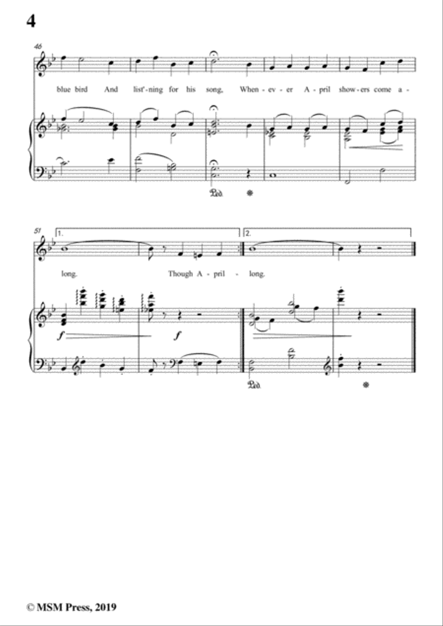 Louis Silvers-April Showers,in B flat Major,for Voice&Piano Voice scores gallery preview page 6