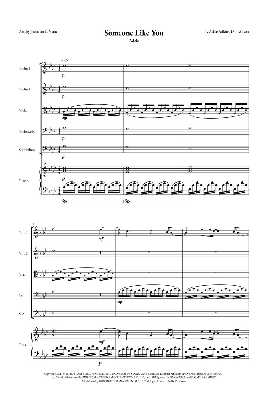 Someone Like You String Quintet scores gallery preview page 1