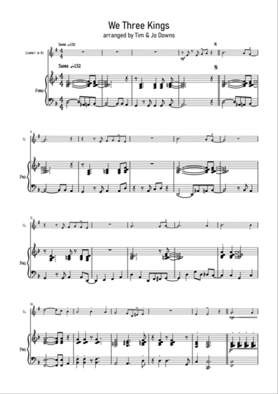 We Three Kings B-Flat Clarinet scores gallery preview page 2