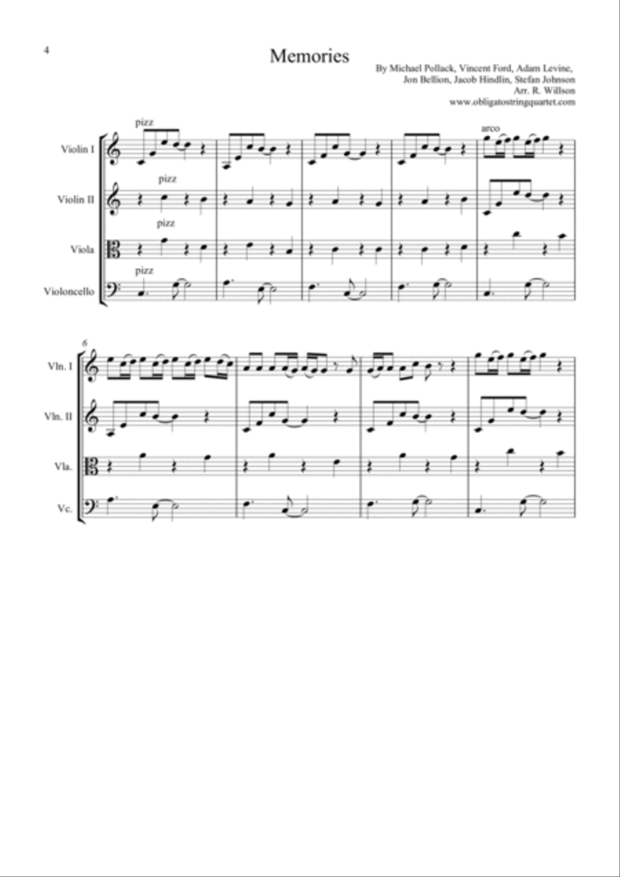 Memories String Quartet scores gallery preview page 4