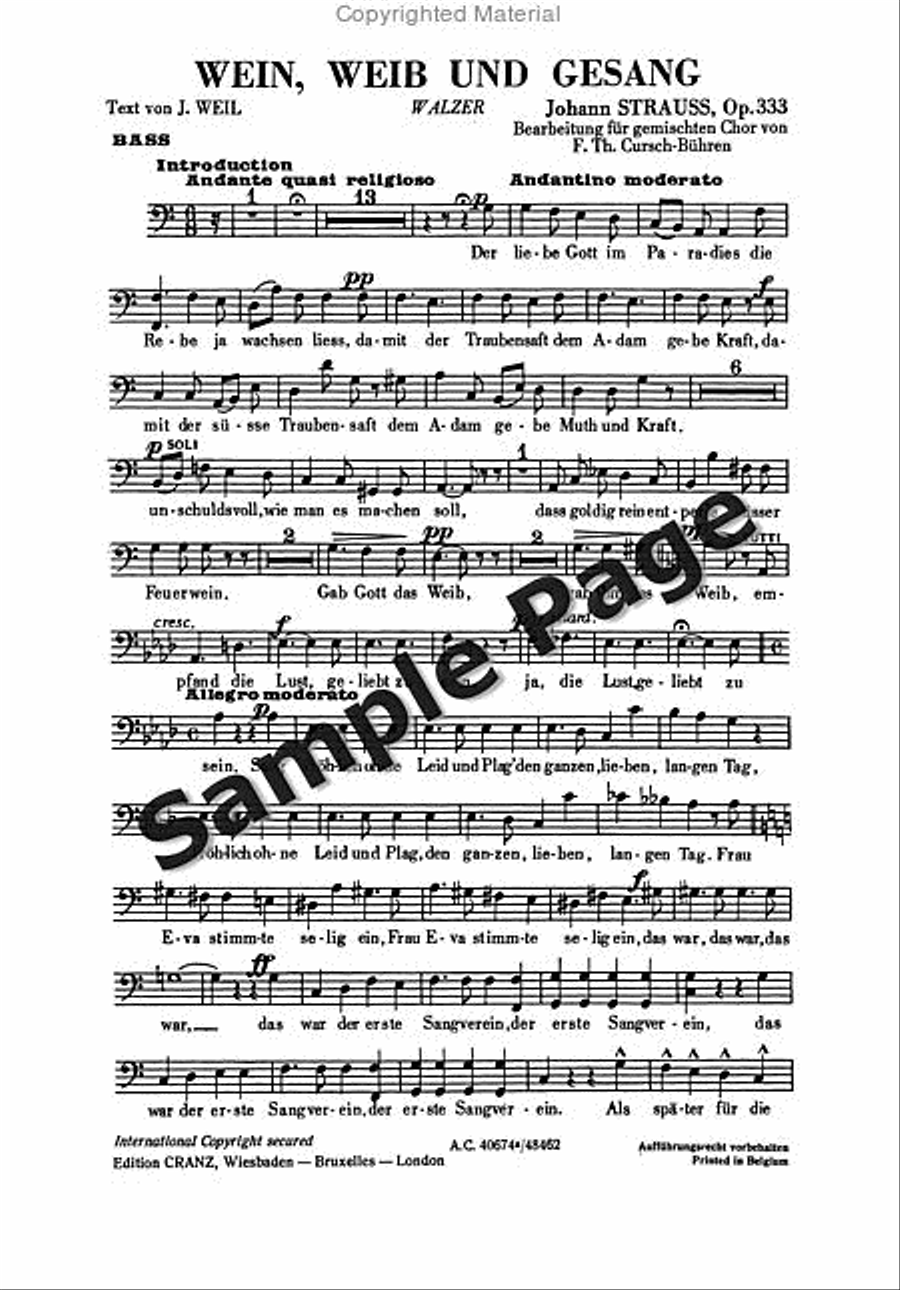 Strauss J Wein Weib+gsg Walzer Op333 4-Part scores gallery preview page 2