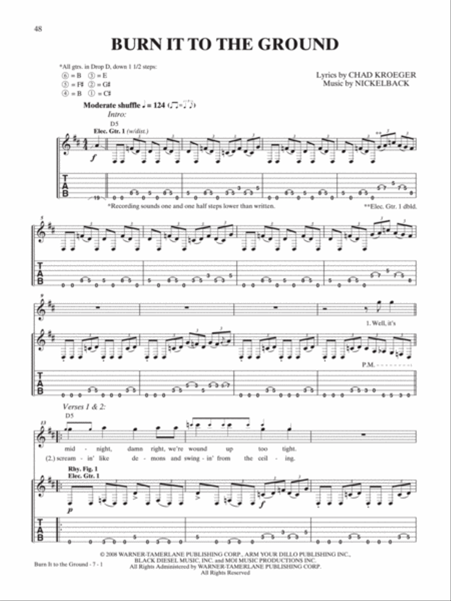 Burn It to the Ground Guitar Tablature scores gallery preview page 1