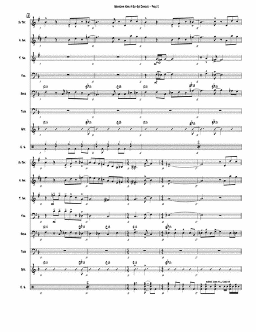 Grandma Was a Go-Go Dancer (septet version / Blowholes) Jazz Ensemble scores gallery preview page 2