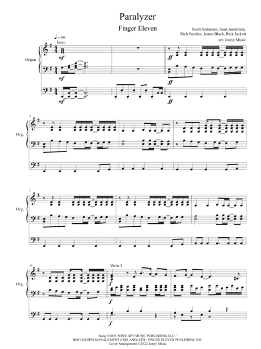Paralyzer Organ Solo scores gallery preview page 2