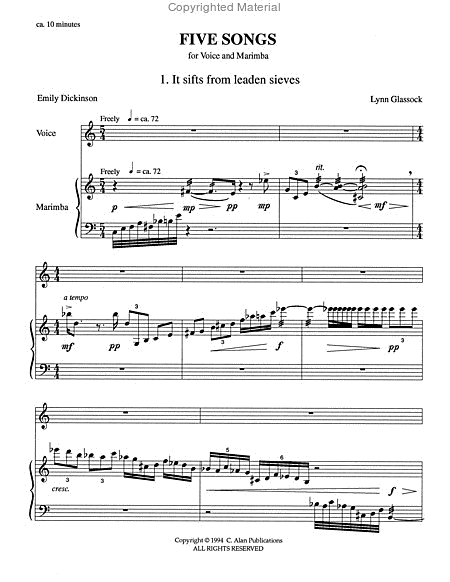 Five Songs for Voice and Marimba image number null