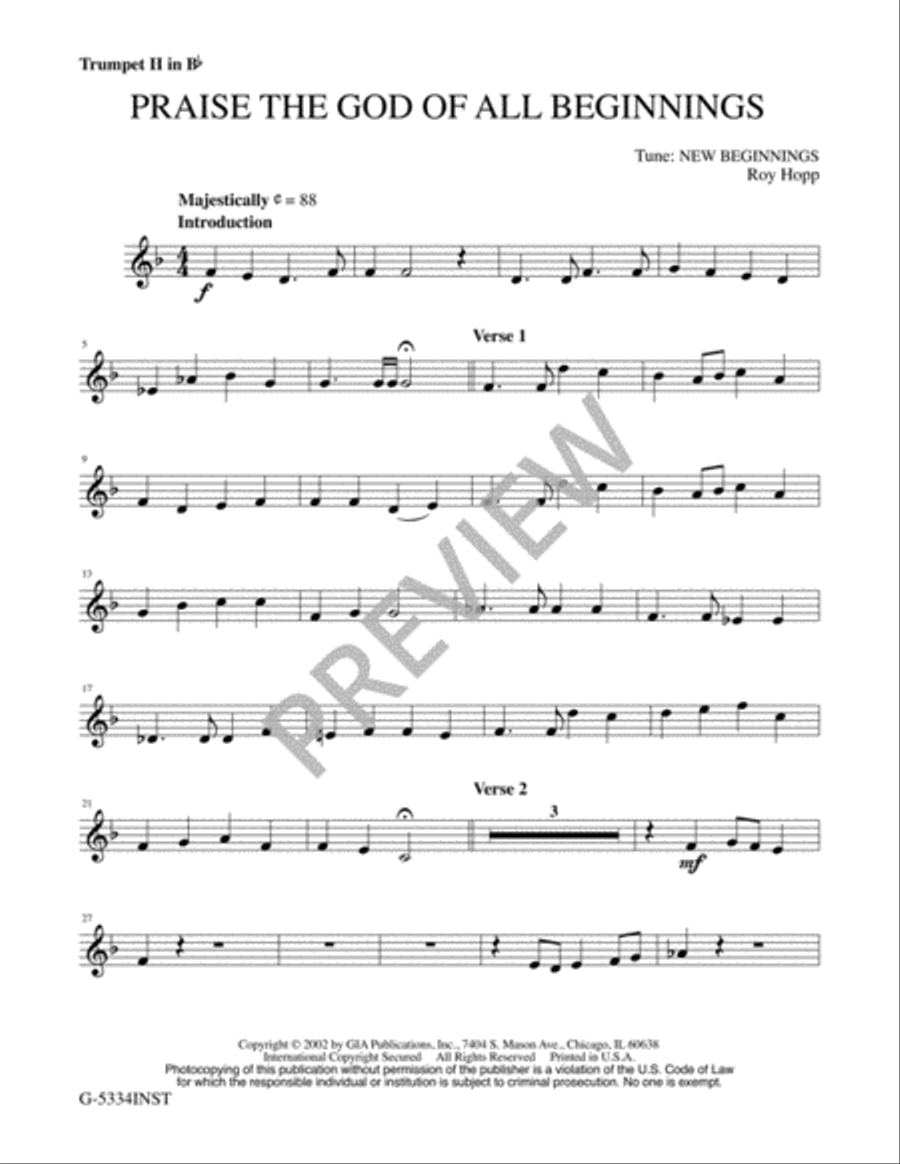 Praise the God of All Beginnings - Instrument edition Trombone scores gallery preview page 6