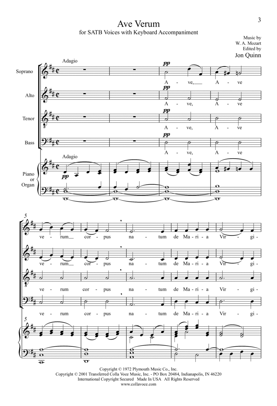 Ave Verum Ave Verum 4-Part scores gallery preview page 1