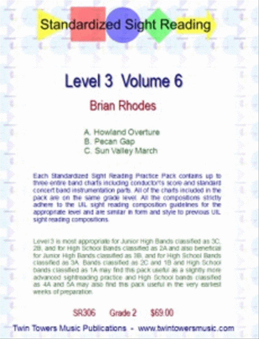 Sight Reading Practice Pack Level 3 Volume 6 Concert Band scores gallery preview page 1