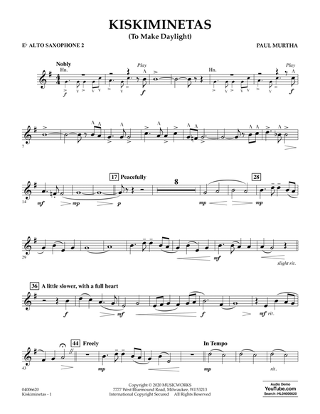 Kiskiminetas (To Make Daylight) - Eb Alto Saxophone 2