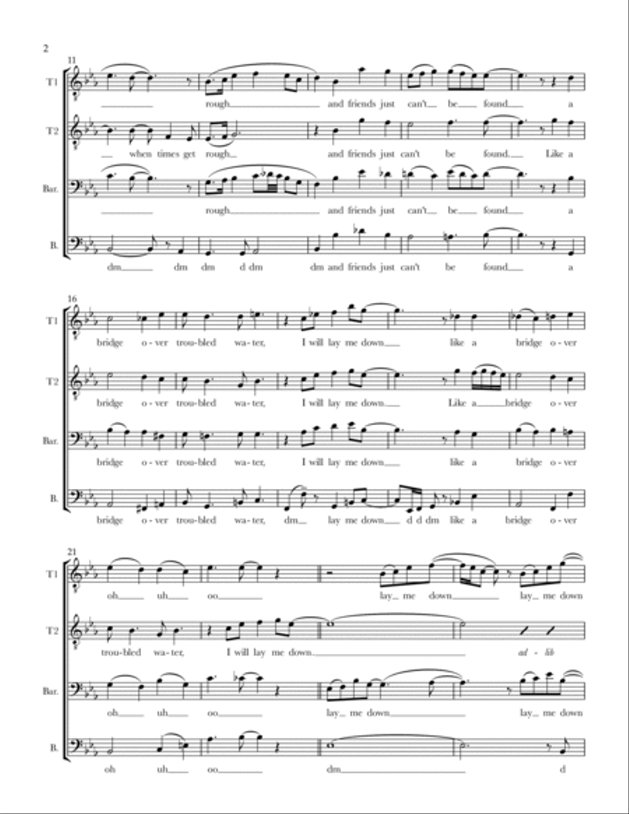 Bridge Over Troubled Water TTBB scores gallery preview page 2