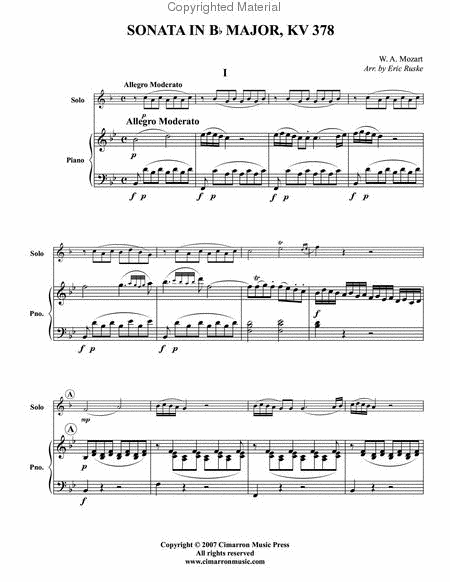 Sonata in B-Flat Major, KV 378 image number null