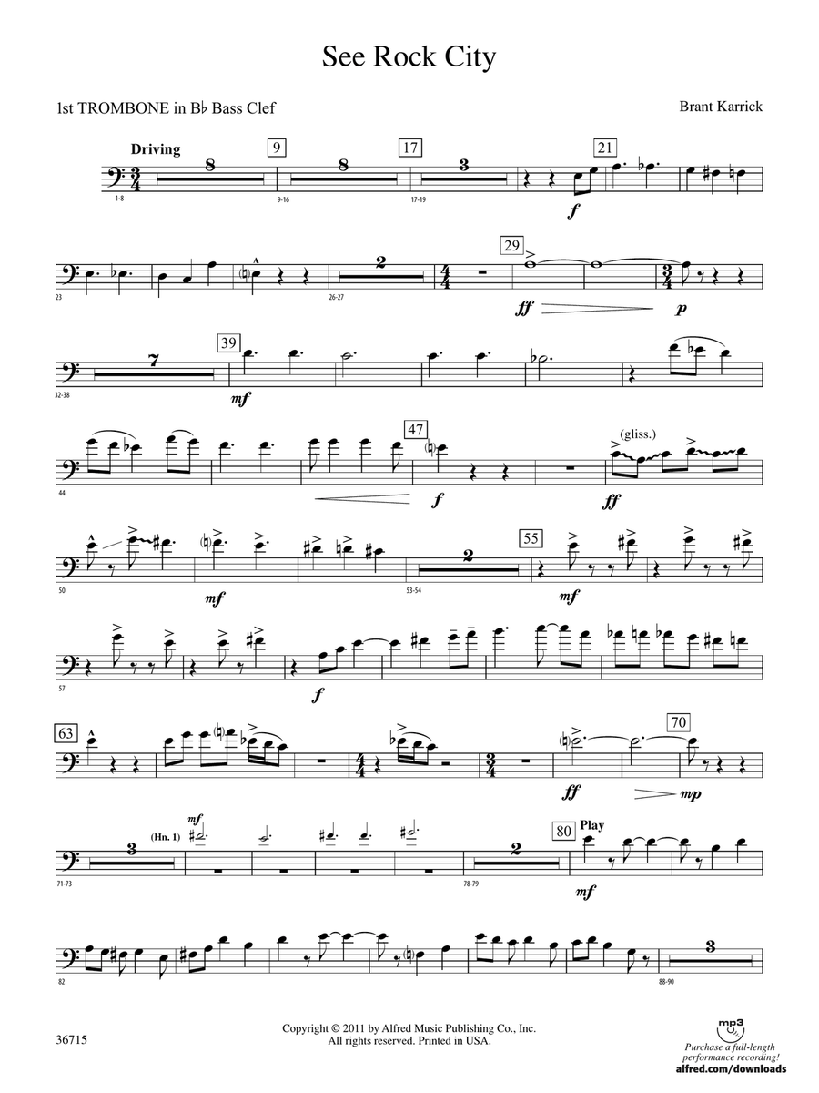 See Rock City: (World Part) 1st B-flat Trombone B.C.